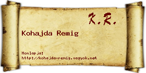 Kohajda Remig névjegykártya